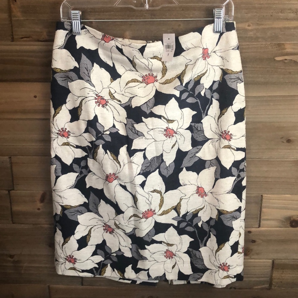 Ann Taylor Floral Pencil Skirt - Black, White, Pink